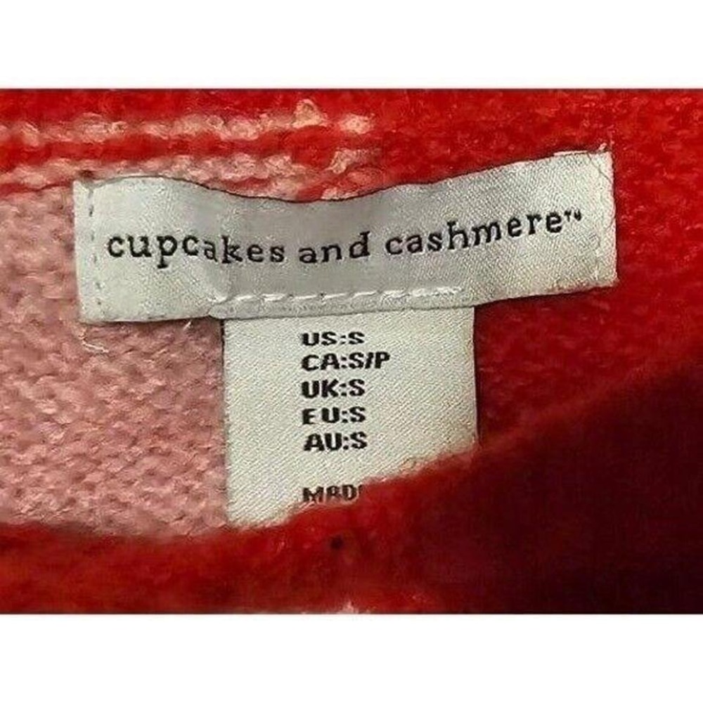 CUPCAKES AND CASHMERE HALF RED AND HALF PINK WITH HEART SHAPE Sweater SIZE S - Picture 4 of 6